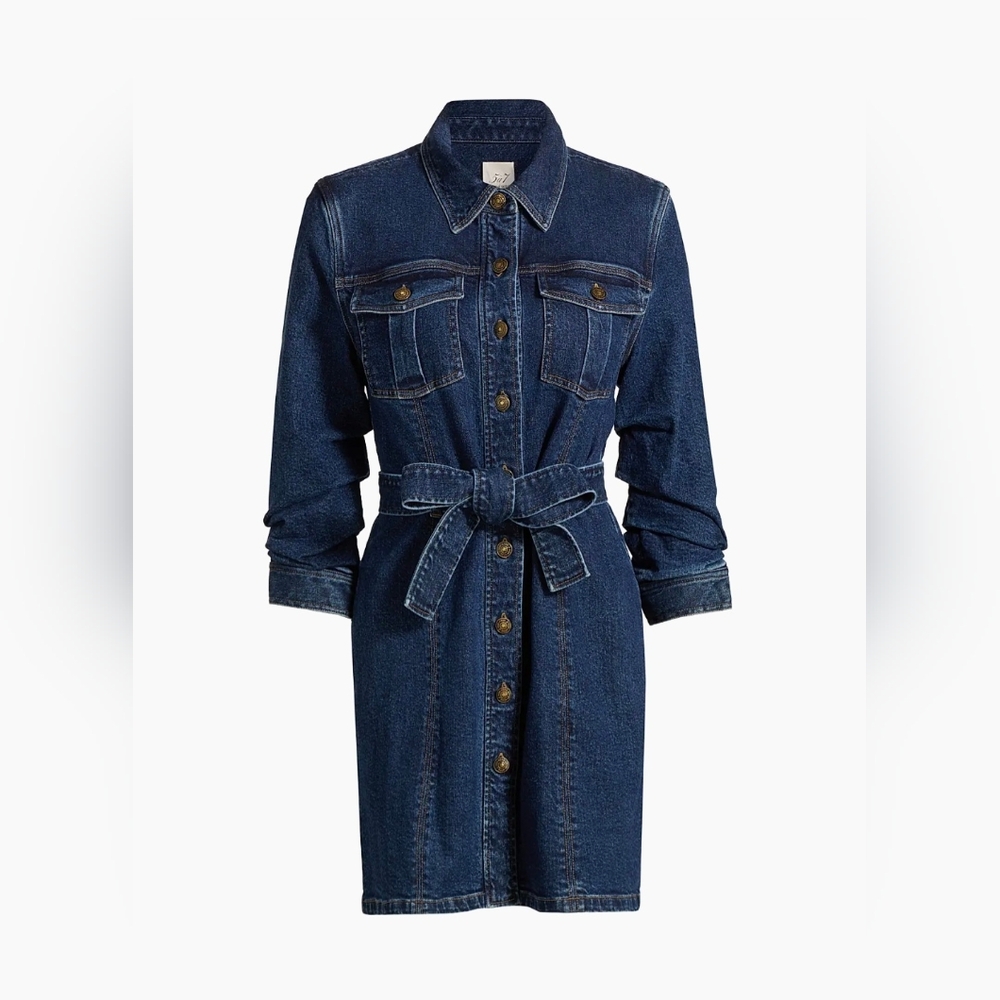 Cinq à Sept Clea Belted Denim Mini-Shirtdress Denim Sz 8 NWT